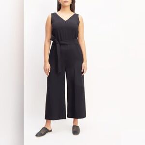 Everlane Black Sleeveless V-Neck Wide-Leg Jumpsuit